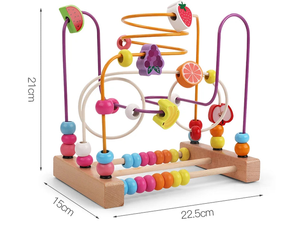 Montessori Maze Circles around Beads Abacus Math Puzzle Early Learning Educational Wooden Toys for Children Kids