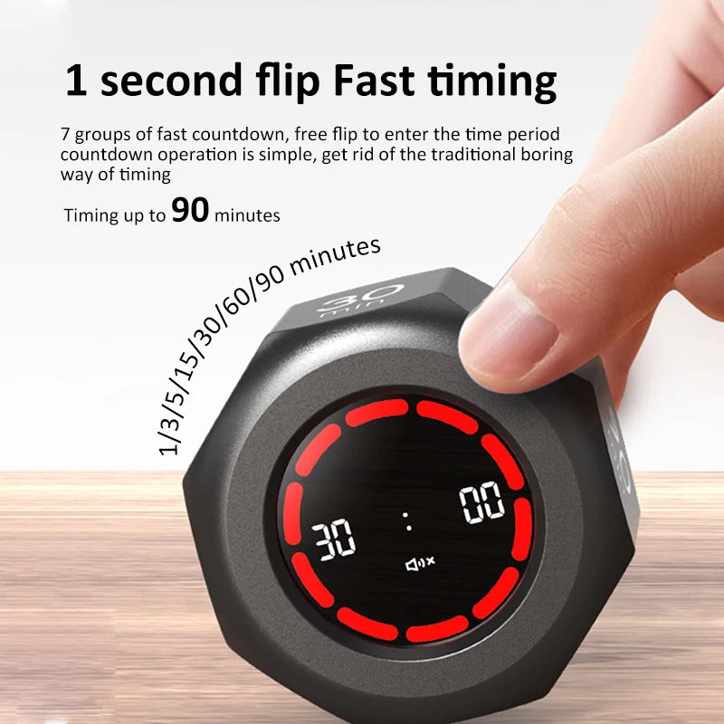 Flip Timer Mini Visual Timer Gravity Sensor Timer 90-Minute 7 Preset Time Management Tools for Home School Study Office Kitchen