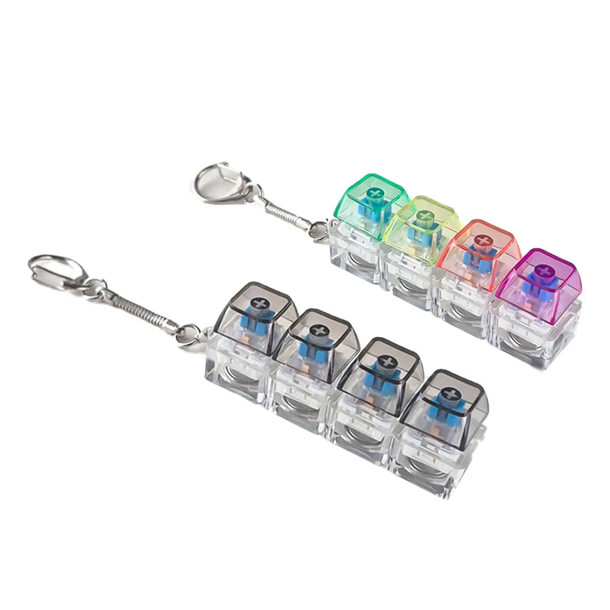 ADHD Keyboard Fidget Toy Keychain with LED Lights – Clicky Finger Keyboard for Focus & Stress Relief, Clear Mechanical Look, Tiktok Popular Sensory Toy, Perfect Small Gift for Friends & Students