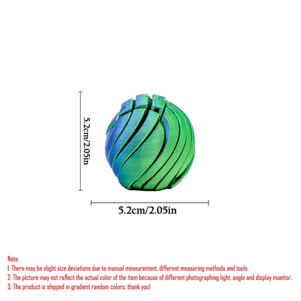 Slime Ball Fidget Toy 3D Printed Twistsphere Fidget Toy Gradient Gear Liquid Flow Ball with Rotating Design Anxiety Relief Toys