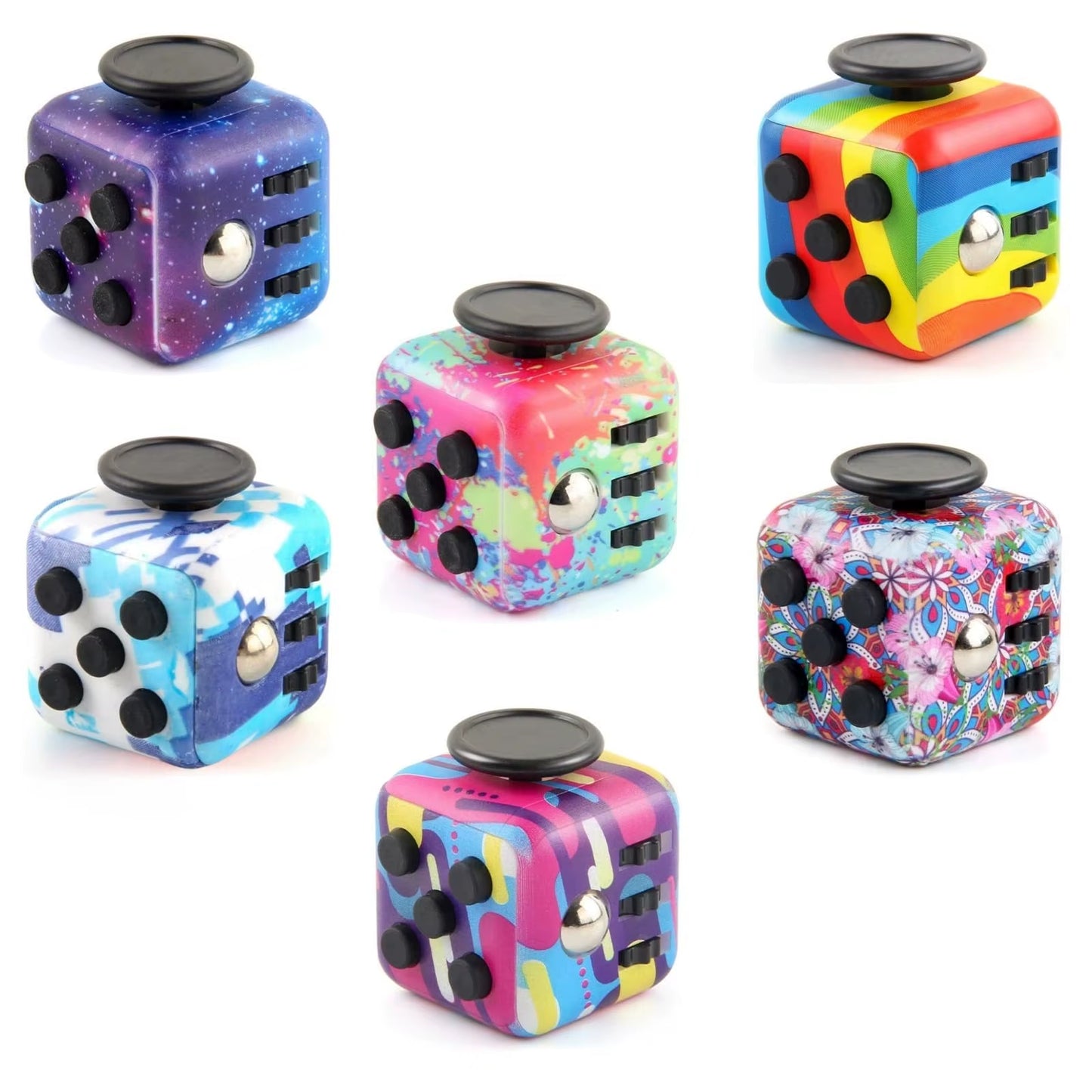 6-In-1 Fidget Cube Antistress Toy 3.4Cm 40G - Hand Spinner Decompression Tool for ADHD Autism Anxiety Stress Relief Kids Adults
