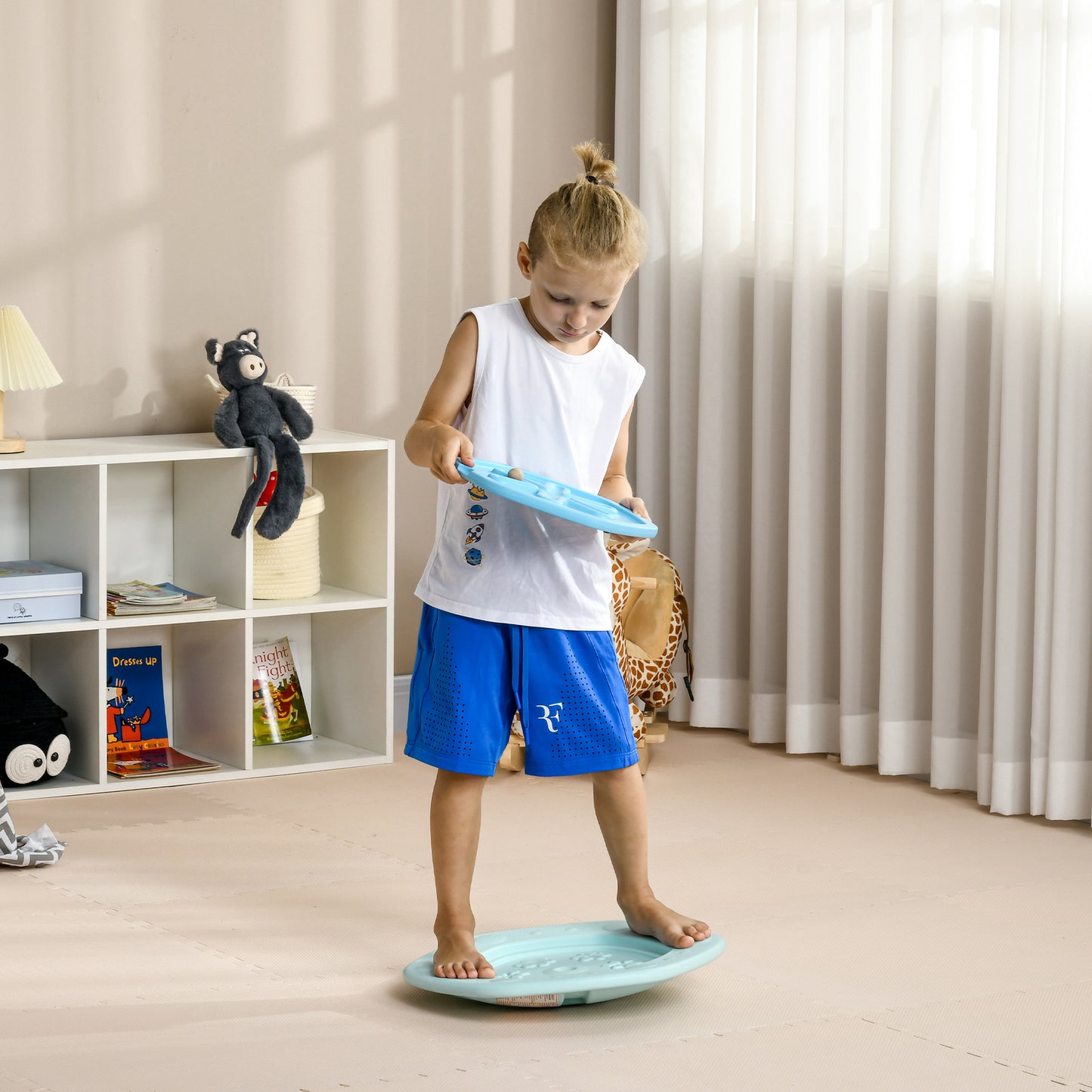 2 in 1 Balance Board, Kids Wobble Board with Ball - Blue