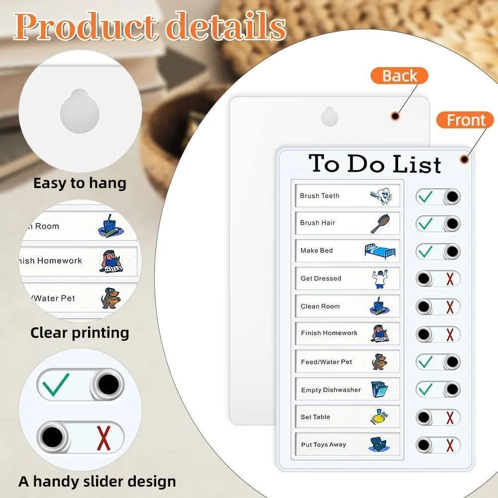 Reusable My Chores Checklist Daily Planner Memo Plastic Board Chore Chart Responsibility Behavior for Kid Self-Discipline Card
