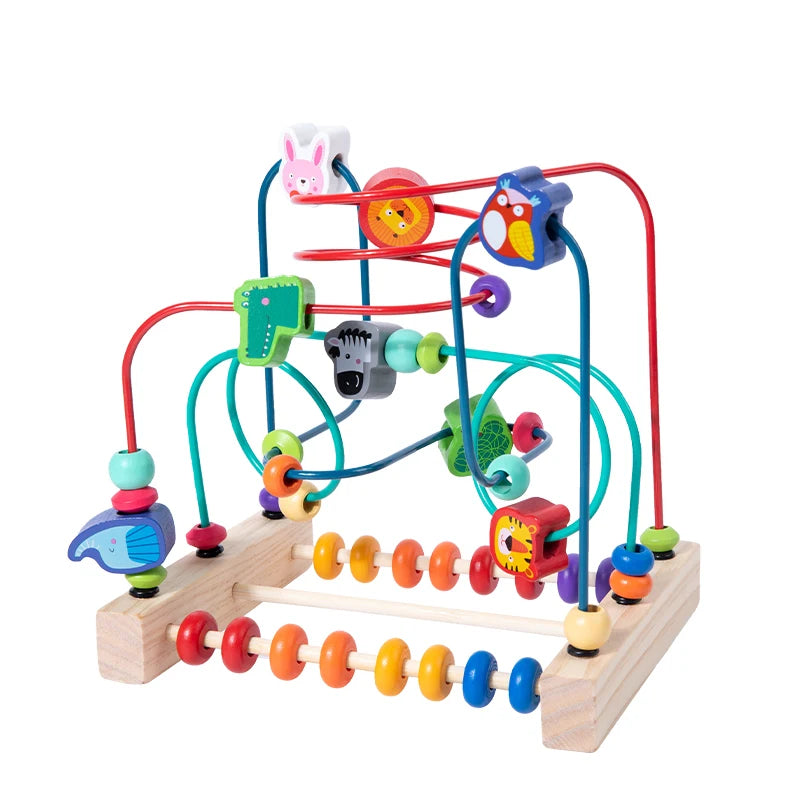 Montessori Maze Circles around Beads Abacus Math Puzzle Early Learning Educational Wooden Toys for Children Kids
