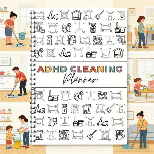 ADHD Cleaning Planner Bundle Home Cleaning Schedule Weekly Monthly Year round Cleanliness Tips Family Chore Chart