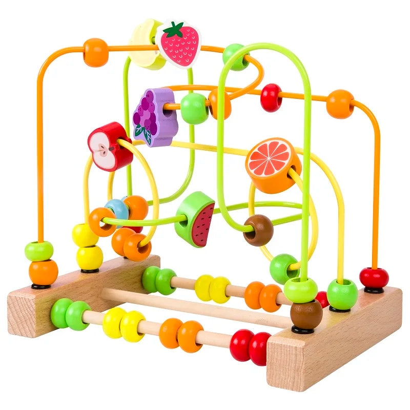 Montessori Maze Circles around Beads Abacus Math Puzzle Early Learning Educational Wooden Toys for Children Kids