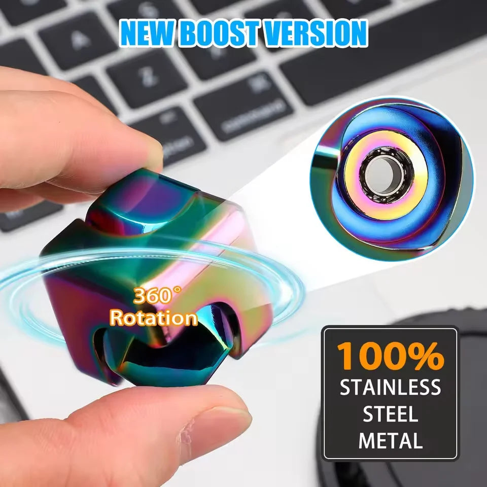 Metal Cube Spinner Fidget Toy Fingertips 3D Puzzle Gyro Gear Sensory anti Stress Relief Educational Games for Adults