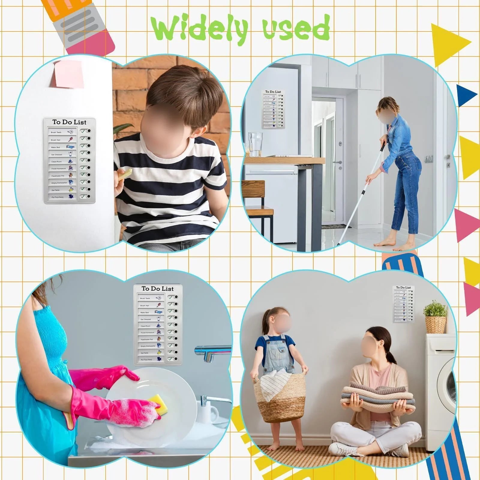 Reusable My Chores Checklist Daily Planner Memo Plastic Board Chore Chart Responsibility Behavior for Kid Self-Discipline Card