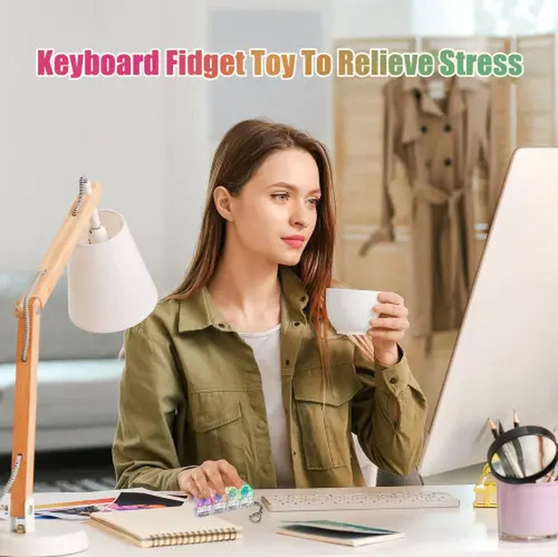 ADHD Keyboard Fidget Toy Keychain with LED Lights – Clicky Finger Keyboard for Focus & Stress Relief, Clear Mechanical Look, Tiktok Popular Sensory Toy, Perfect Small Gift for Friends & Students