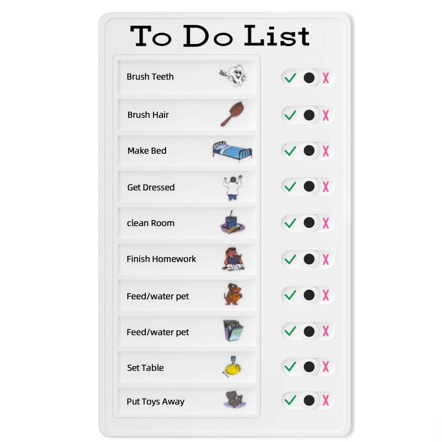 Reusable My Chores Checklist Daily Planner Memo Plastic Board Chore Chart Responsibility Behavior for Kid Self-Discipline Card