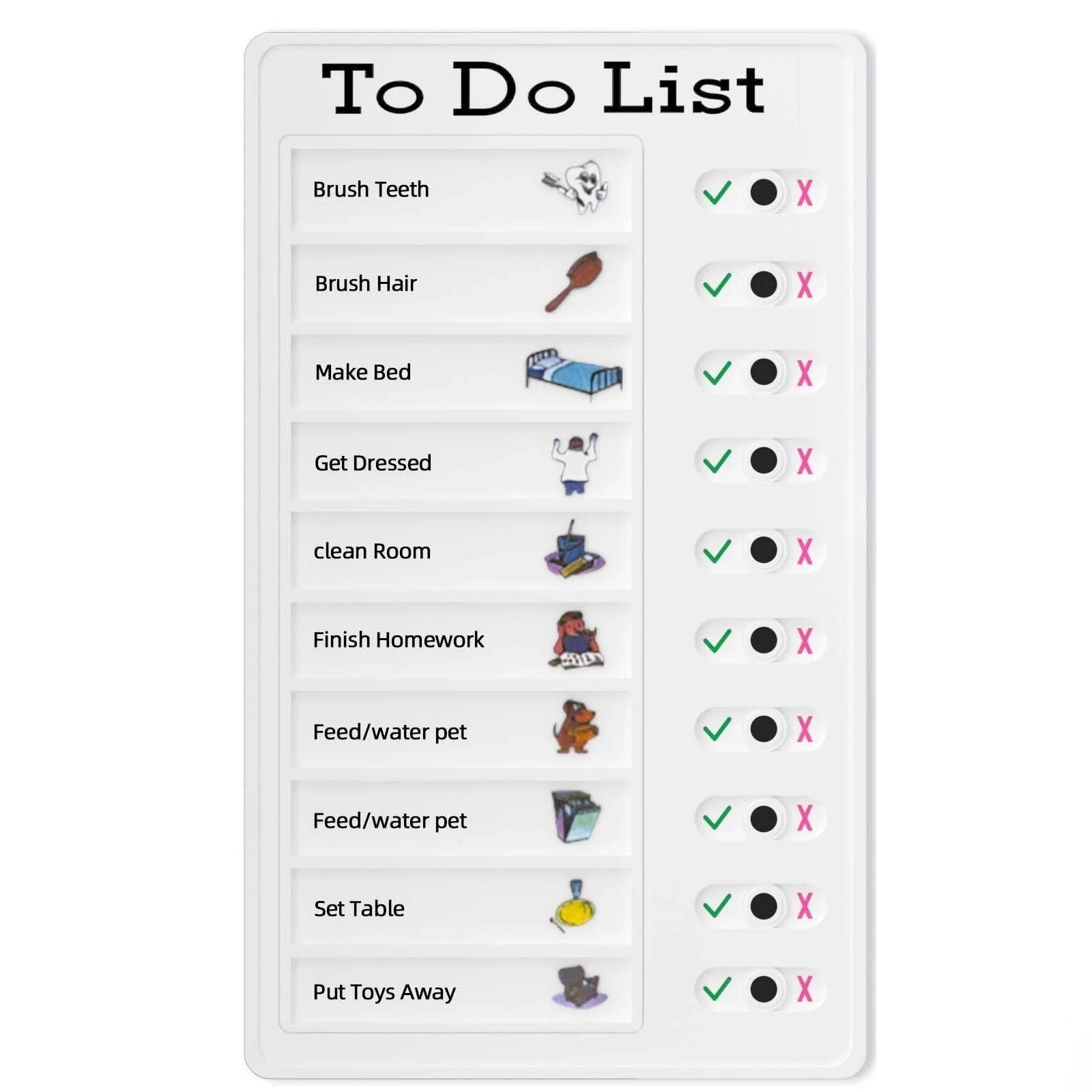 Reusable My Chores Checklist Daily Planner Memo Plastic Board Chore Chart Responsibility Behavior for Kid Self-Discipline Card