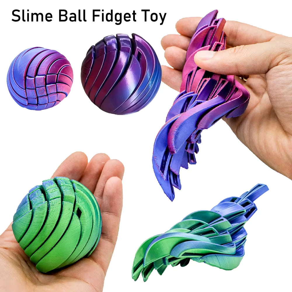 Slime Ball Fidget Toy 3D Printed Twistsphere Fidget Toy Gradient Gear Liquid Flow Ball with Rotating Design Anxiety Relief Toys