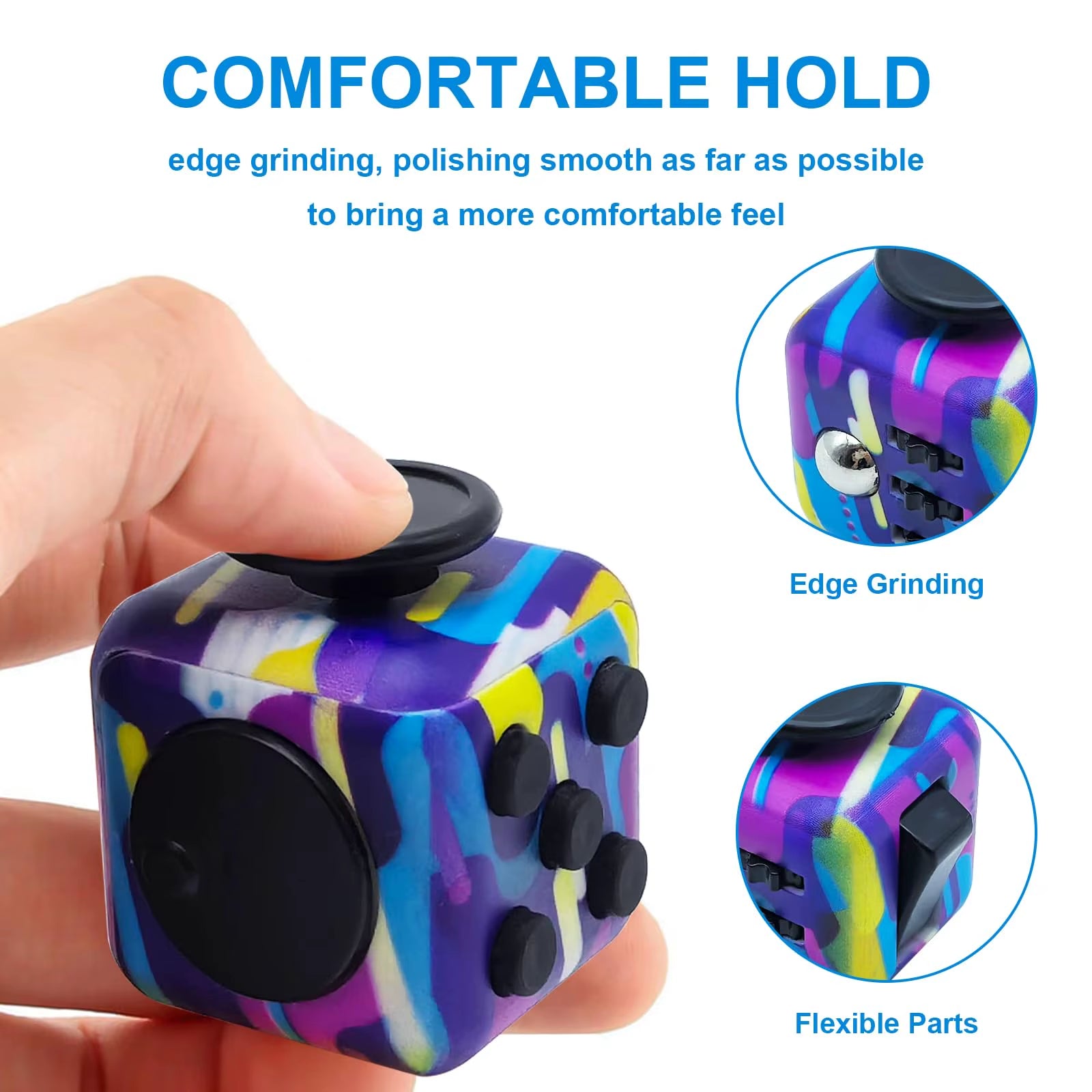 6-In-1 Fidget Cube Antistress Toy 3.4Cm 40G - Hand Spinner Decompression Tool for ADHD Autism Anxiety Stress Relief Kids Adults
