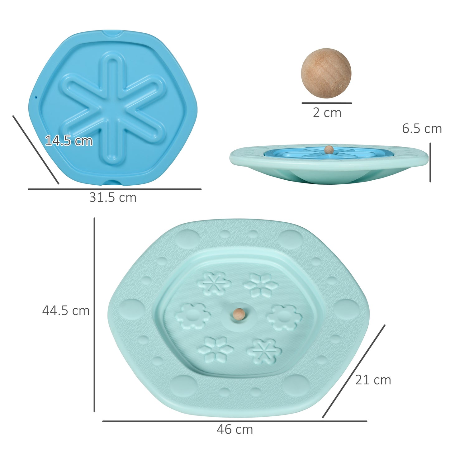 2 in 1 Balance Board, Kids Wobble Board with Ball - Blue