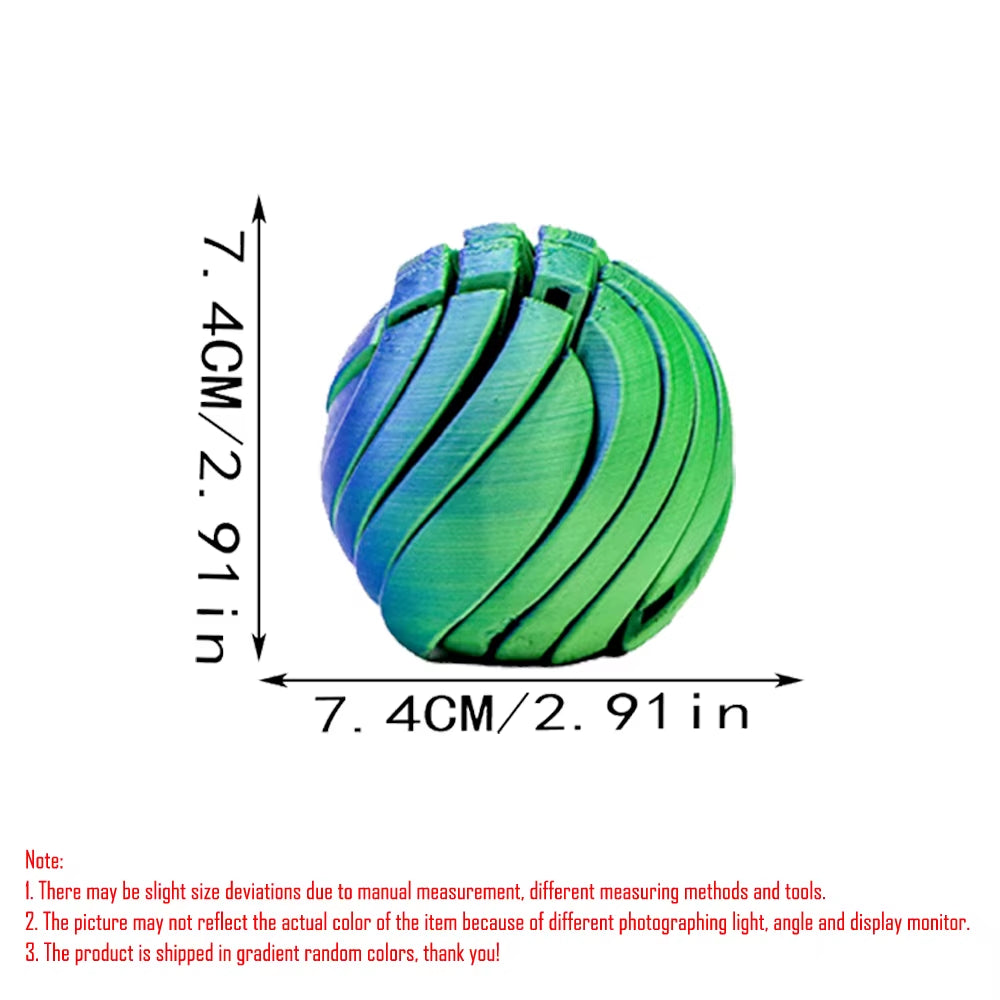 Slime Ball Fidget Toy 3D Printed Twistsphere Fidget Toy Gradient Gear Liquid Flow Ball with Rotating Design Anxiety Relief Toys