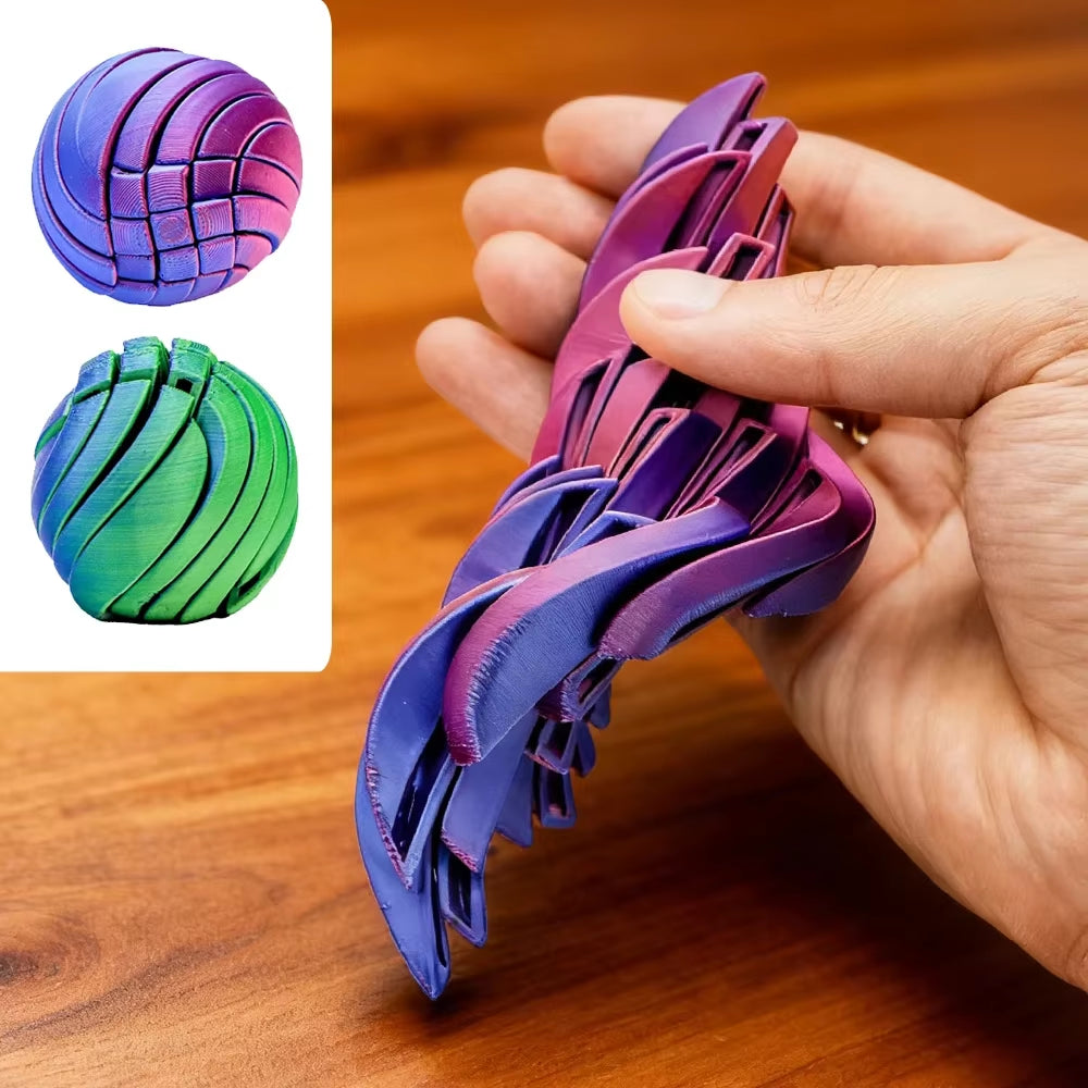 Slime Ball Fidget Toy 3D Printed Twistsphere Fidget Toy Gradient Gear Liquid Flow Ball with Rotating Design Anxiety Relief Toys