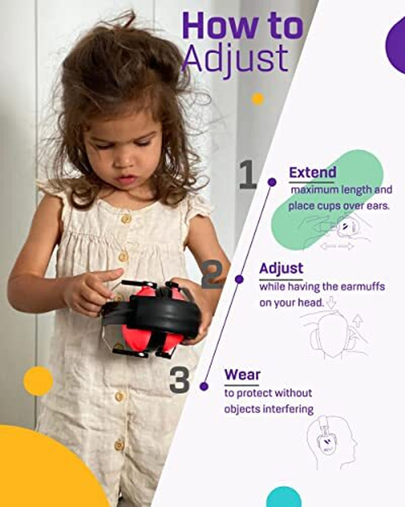 Kids Ear Defenders Children | Noise Cancelling Headphones | Red