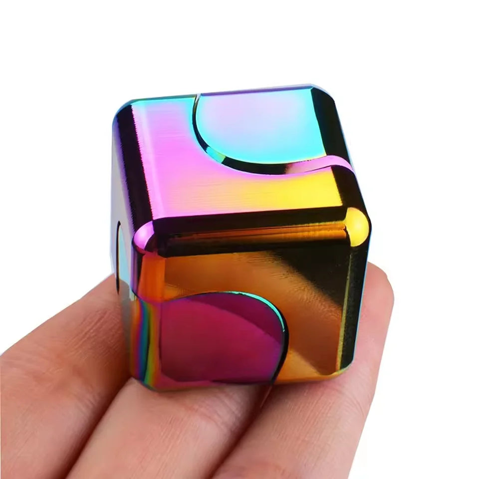 Metal Cube Spinner Fidget Toy Fingertips 3D Puzzle Gyro Gear Sensory anti Stress Relief Educational Games for Adults