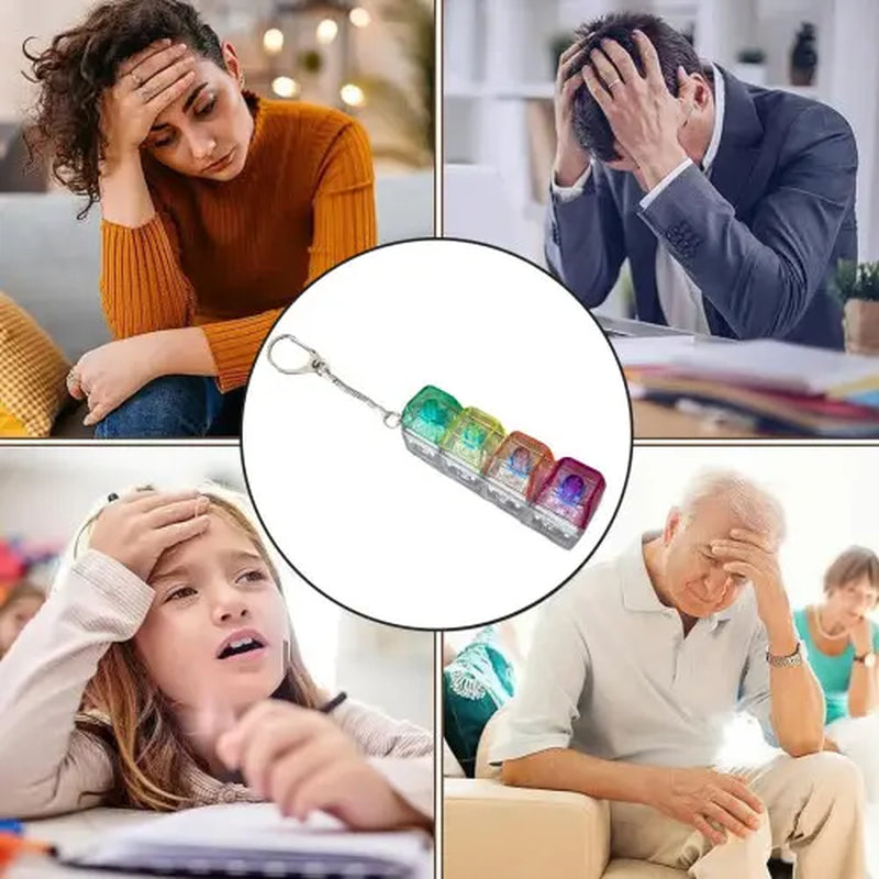 ADHD Keyboard Fidget Toy Keychain with LED Lights – Clicky Finger Keyboard for Focus & Stress Relief, Clear Mechanical Look, Tiktok Popular Sensory Toy, Perfect Small Gift for Friends & Students