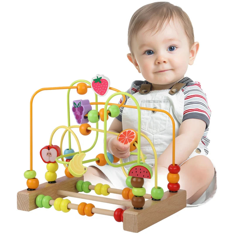Montessori Maze Circles around Beads Abacus Math Puzzle Early Learning Educational Wooden Toys for Children Kids