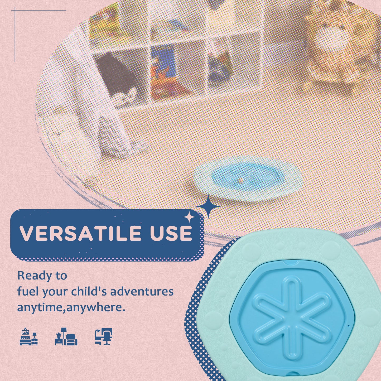 2 in 1 Balance Board, Kids Wobble Board with Ball - Blue