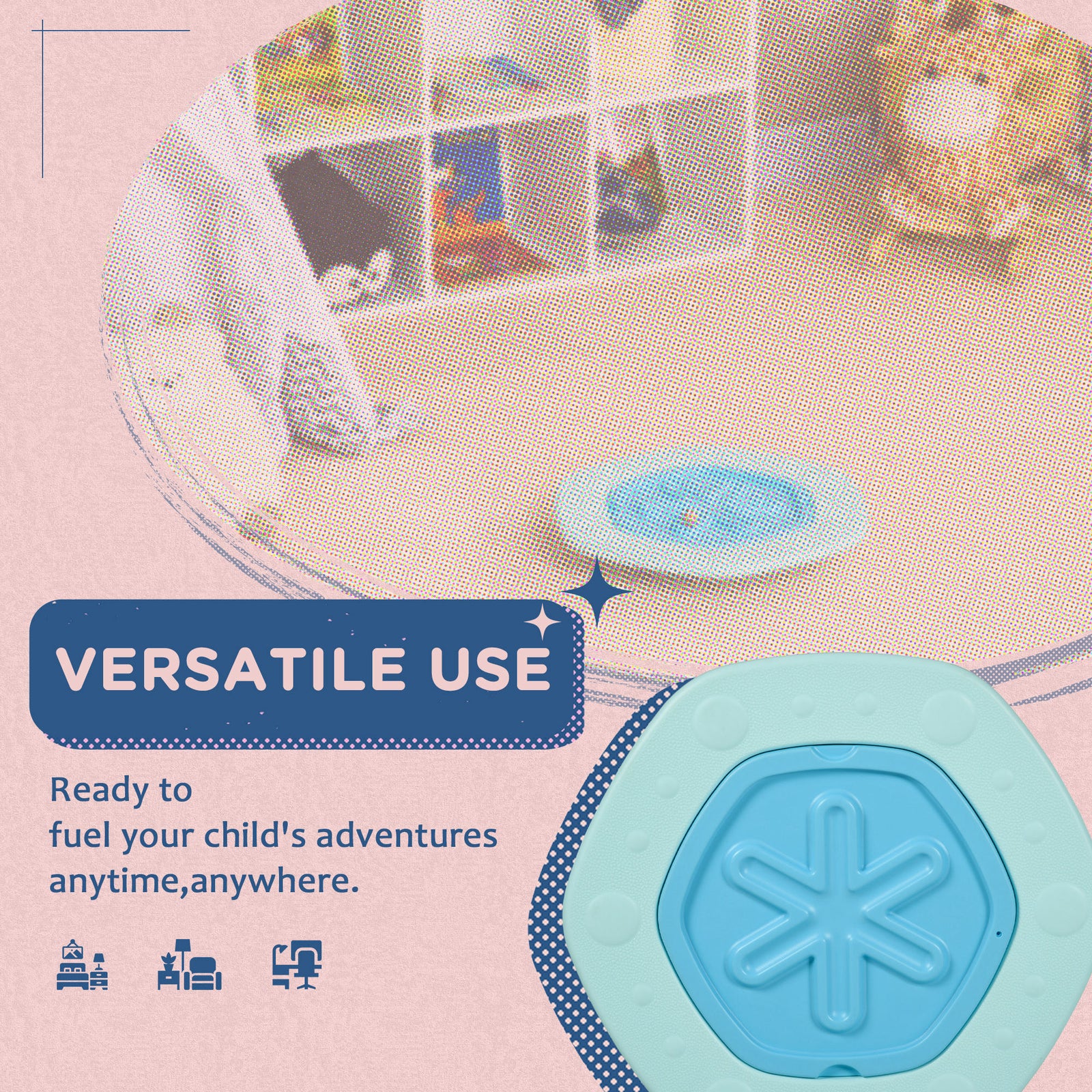 2 in 1 Balance Board, Kids Wobble Board with Ball - Blue