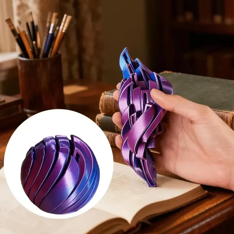Slime Ball Fidget Toy 3D Printed Twistsphere Fidget Toy Gradient Gear Liquid Flow Ball with Rotating Design Anxiety Relief Toys