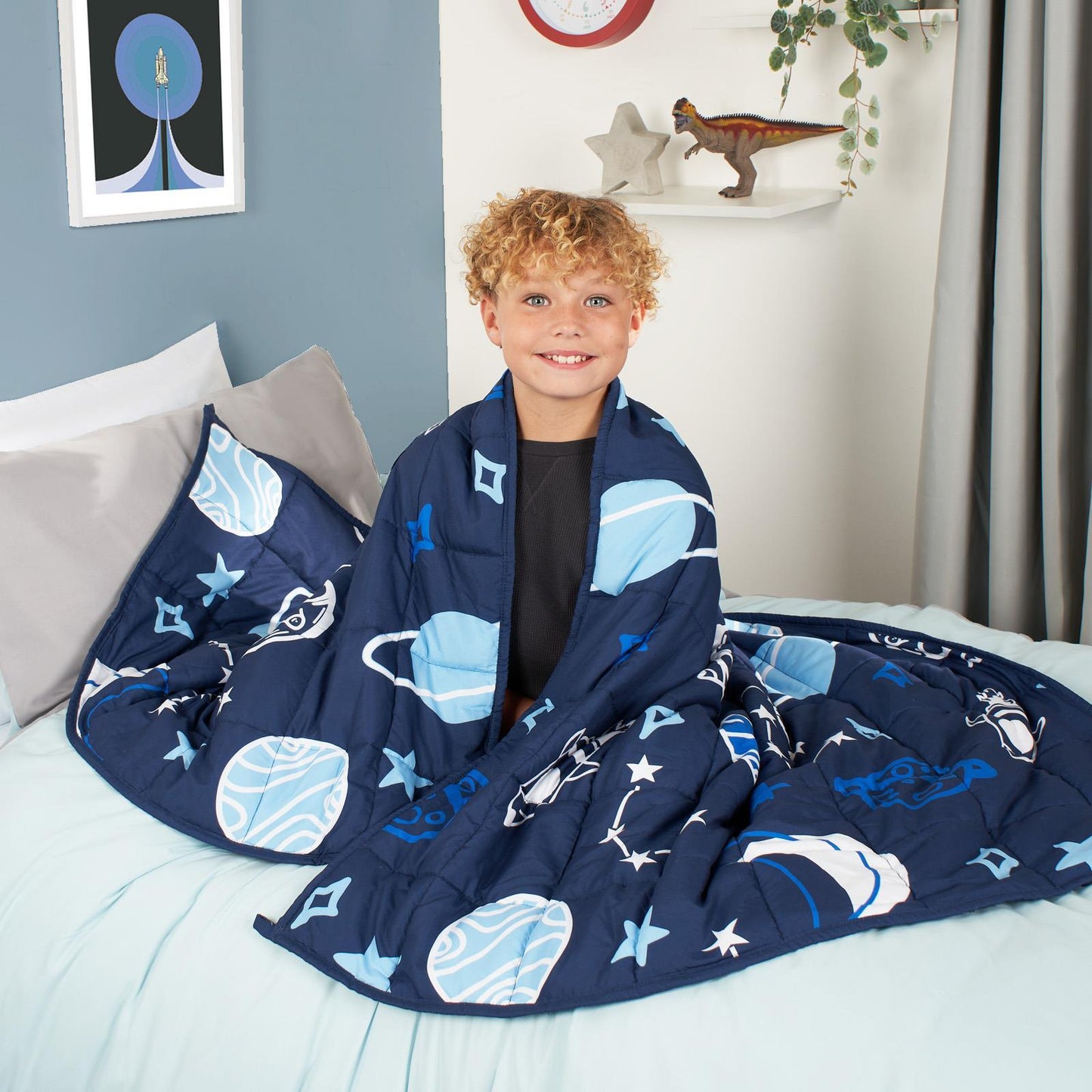 Kids Space Weighted Blanket Teddy Fleece Throw Sensory Anxiety Sleep Therapy 3Kg
