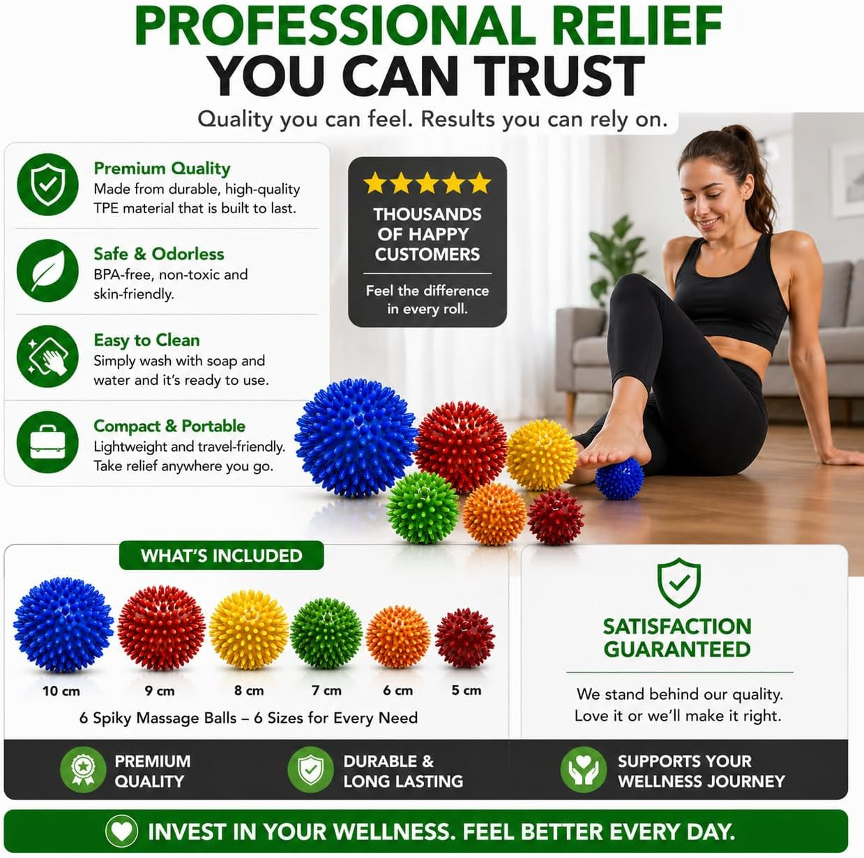 Spiky Massage Ball - 10Cm - Plantar Fasciitis Treatment Option - AKA Sensory Balls for Young Children - Trigger Point Massage Spikeball