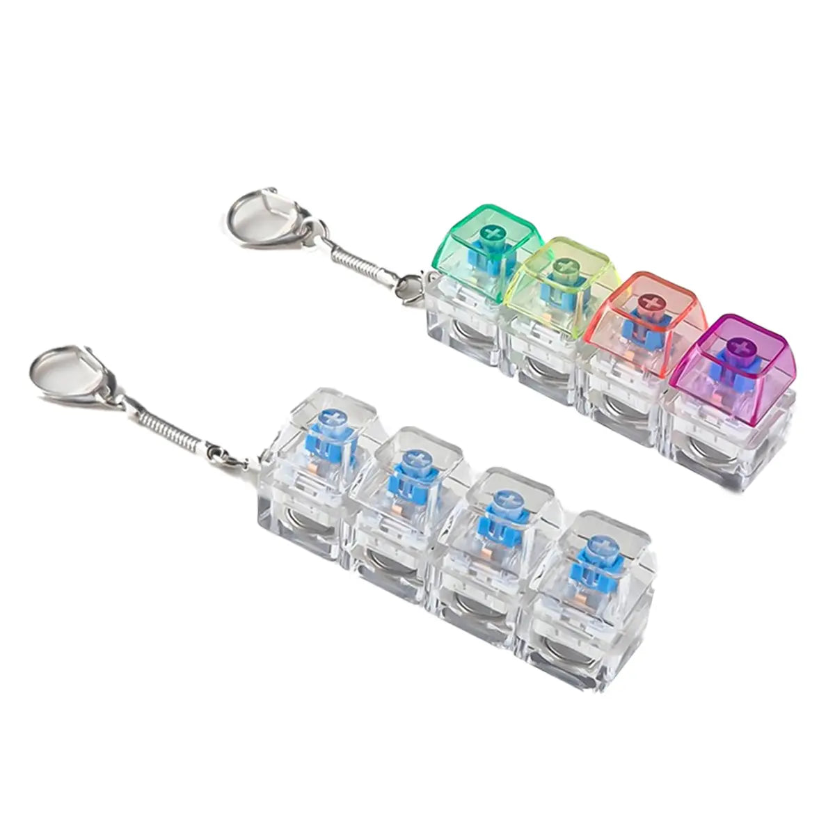 ADHD Keyboard Fidget Toy Keychain with LED Lights – Clicky Finger Keyboard for Focus & Stress Relief, Clear Mechanical Look, Tiktok Popular Sensory Toy, Perfect Small Gift for Friends & Students
